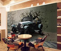 تصویر 5 از گالری عکس پوستر دیواری سه بعدی ماشین قدیمی و درخت های پس زمینه