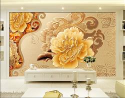 تصویر 3 از گالری عکس پوستر دیواری سه بعدی قاب گل طلایی و بژ
