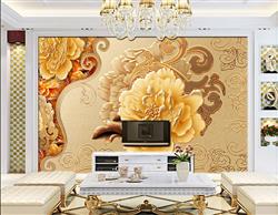 تصویر 4 از گالری عکس پوستر دیواری سه بعدی قاب گل طلایی و بژ