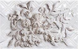 تصویر 1 از گالری عکس پوستر دیواری سه بعدی گل های حکاکی شده سفید با تم براق