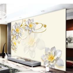 تصویر 5 از گالری عکس پوستر دیواری سه بعدی گل های سفید و زرد با تم قرینه
