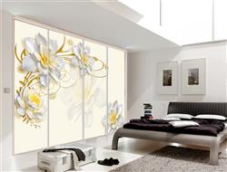 تصویر 6 از گالری عکس پوستر دیواری سه بعدی گل های سفید و زرد با تم قرینه