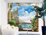 تصویر 2 از گالری عکس پوستر دیواری سه بعدی بالکن قلعه با ویو دریا