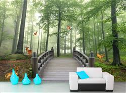 تصویر 2 از گالری عکس پوستر دیواری سه بعدی پل پوبی گذرا از جنگل با درختانی بلند