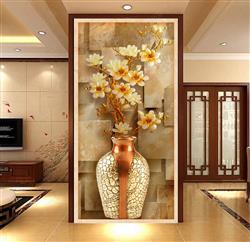تصویر 2 از گالری عکس پوستر دیواری سه بعدی گل های شیپوری طلایی