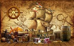تصویر 1 از گالری عکس پوستر دیواری سه بعدی کشتی قدیمی