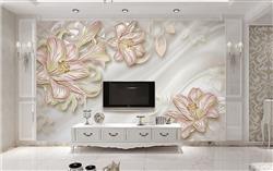 تصویر 2 از گالری عکس پوستر دیواری سه بعدی گل های هلندی بژ صورتی و پس زمینه سفید