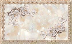 تصویر 1 از گالری عکس پوستر دیواری سه بعدی قاب و گل های سفید طلایی
