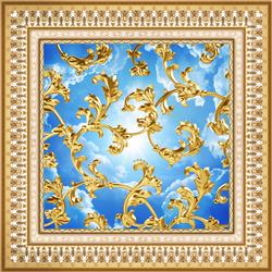 تصویر 1 از گالری عکس پوستر دیواری سه بعدی قاب با آسمان و شاخه های طلایی