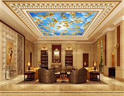 تصویر 2 از گالری عکس پوستر دیواری سه بعدی قاب با آسمان و شاخه های طلایی