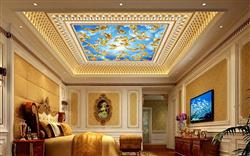 تصویر 4 از گالری عکس پوستر دیواری سه بعدی قاب با آسمان و شاخه های طلایی