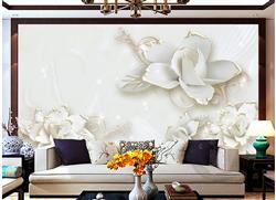 تصویر 3 از گالری عکس پوستر دیواری سه بعدی گل های هلندی سفید زیبا