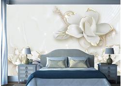 تصویر 5 از گالری عکس پوستر دیواری سه بعدی گل های هلندی سفید زیبا