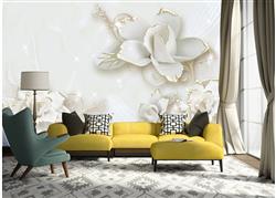 تصویر 6 از گالری عکس پوستر دیواری سه بعدی گل های هلندی سفید زیبا