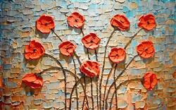 تصویر 1 از گالری عکس پوستر دیواری سه بعدی گل های قرمز