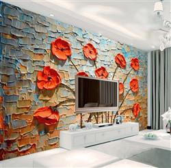 تصویر 2 از گالری عکس پوستر دیواری سه بعدی گل های قرمز