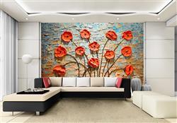 تصویر 3 از گالری عکس پوستر دیواری سه بعدی گل های قرمز