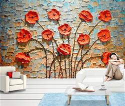 تصویر 4 از گالری عکس پوستر دیواری سه بعدی گل های قرمز