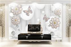 تصویر 3 از گالری عکس پوستر دیواری سه بعدی گل هاو قو های مروارید نشان