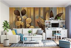 تصویر 3 از گالری عکس پوستر دیواری سه بعدی برگ های طلایی و بژ