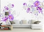 تصویر 3 از گالری عکس پوستر دیواری سه بعدی گل های بنفش و آبی کوچک