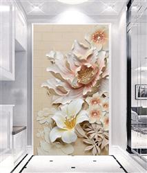 تصویر 2 از گالری عکس پوستر دیواری سه بعدی مجموعه گل های سفید و صورتی