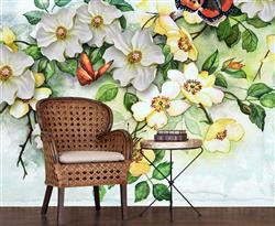 تصویر 4 از گالری عکس پوستر دیواری سه بعدی گل ها و پروانه های نقاشی شده ی زیبا