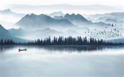 تصویر 1 از گالری عکس پوستر دیواری سه بعدی منظره زیبا کوه و دریاچه