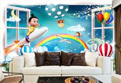 تصویر 9 از گالری عکس پوستر دیواری سه بعدی کودک سوار موشک