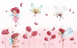 تصویر 1 از گالری عکس پوستر دیواری سه بعدی قرمز با فرشته و پروانه