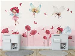 تصویر 3 از گالری عکس پوستر دیواری سه بعدی قرمز با فرشته و پروانه