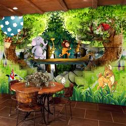 تصویر 2 از گالری عکس پوستر دیواری سه بعدی حیوانات کارتونی در خانه ی درختی