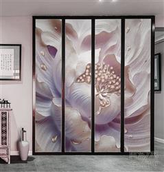 تصویر 6 از گالری عکس پوستر دیواری سه بعدی گل سفید صورتی بنفش طرح نقاشی برجسته