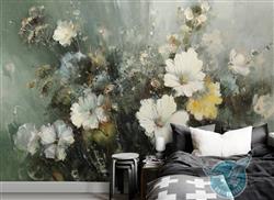 تصویر 3 از گالری عکس پوستر دیواری سه بعدی گل های نقاشی شده با تم تاریک