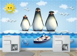 تصویر 4 از گالری عکس پوستر دیواری سه بعدی کودکانه از دریا و پنگوئن ها