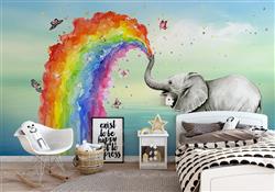 تصویر 3 از گالری عکس پوستر دیواری سه بعدی فیل و رنگین کمان