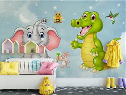تصویر 5 از گالری عکس پوستر دیواری سه بعدی کودکانه  از دایناسور و فیل