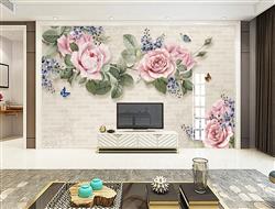 تصویر 3 از گالری عکس پوستر دیواری سه بعدی گل های رز  سه بعدی  با پس زمینه چوب