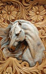 تصویر 1 از گالری عکس اسب زیبا حکاکی روی چرم
