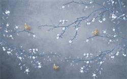 تصویر 1 از گالری عکس پوستر دیواری سه بعدی شاخه های درخت با شکوفه های شب تاب