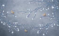 تصویر 3 از گالری عکس پوستر دیواری سه بعدی شاخه های درخت با شکوفه های شب تاب