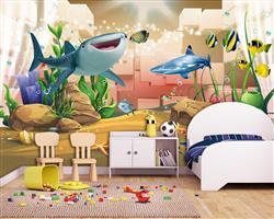 تصویر 6 از گالری عکس پوستر دیواری سه بعدی کارتونی جانوران دریایی