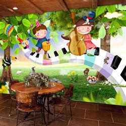 تصویر 2 از گالری عکس پوستر دیواری سه بعدی کودکان بر روی ارگ در جنگل