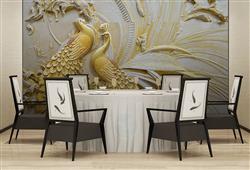 تصویر 5 از گالری عکس پوستر دیواری سه بعدی طاووس های گچی طلایی