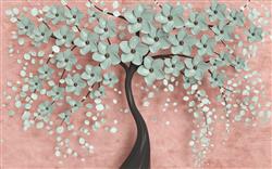 تصویر 1 از گالری عکس پوستر دیواری سه بعدی شکوفه های آبی رو درخت فانتزی