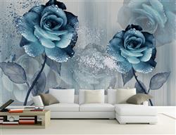 تصویر 2 از گالری عکس پوستر دیواری سه بعدی گل های هلندی آبی
