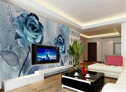 تصویر 3 از گالری عکس پوستر دیواری سه بعدی گل های هلندی آبی