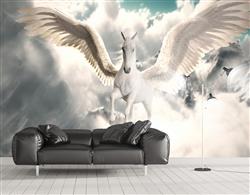 تصویر 4 از گالری عکس پوستر دیواری سه بعدی اسب بالدار روی ابر ها