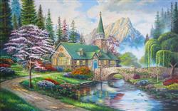 تصویر 1 از گالری عکس نقاشی کلیسا در کنار رودخانه