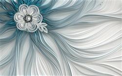 تصویر 1 از گالری عکس پوستر دیواری سه بعدی گل سفید و ربان های آبی